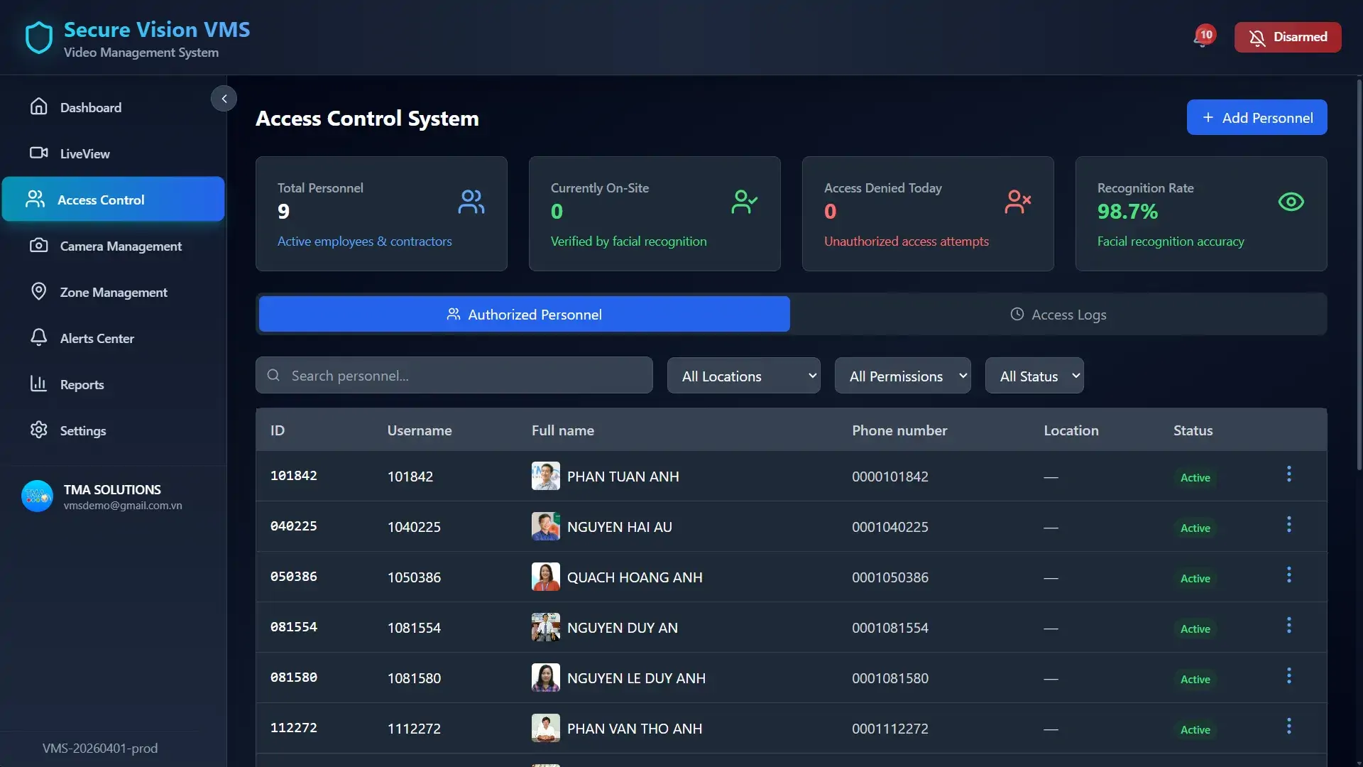 video-management-system-smart-access-control-facial-recognition-personnel-management-dashboard