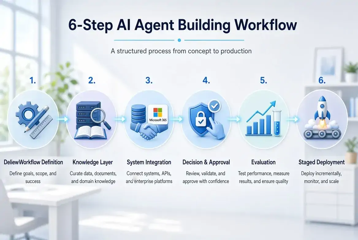 governed-custom-ai-agent-development-6-step-workflow-diagram